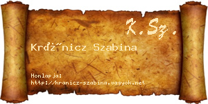 Kránicz Szabina névjegykártya