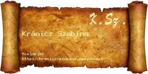 Kránicz Szabina névjegykártya